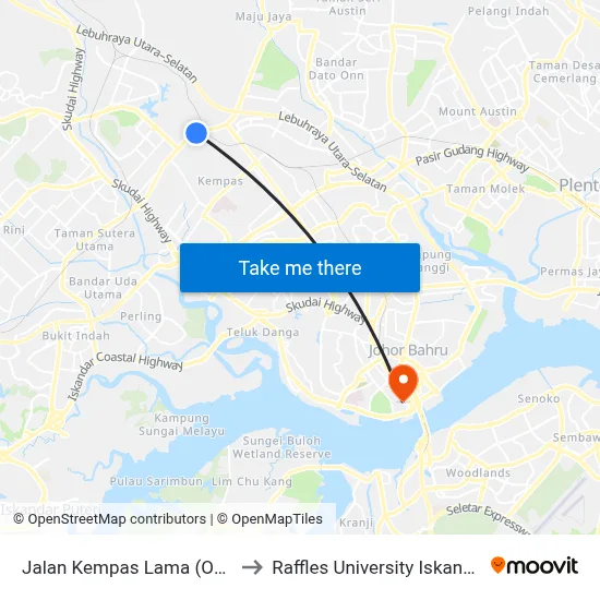 Jalan Kempas Lama (Opp) to Raffles University Iskandar map
