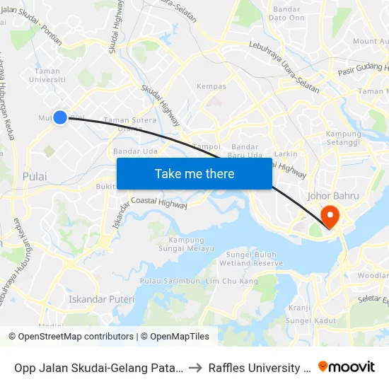 Opp Jalan Skudai-Gelang Patah / Lotus Mu to Raffles University Iskandar map