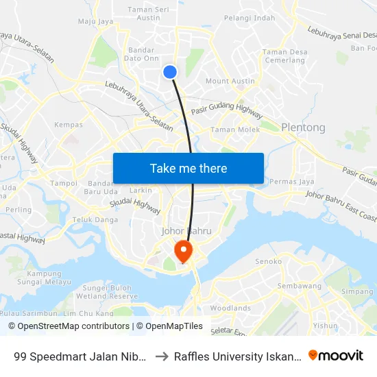 99 Speedmart Jalan Nibong to Raffles University Iskandar map