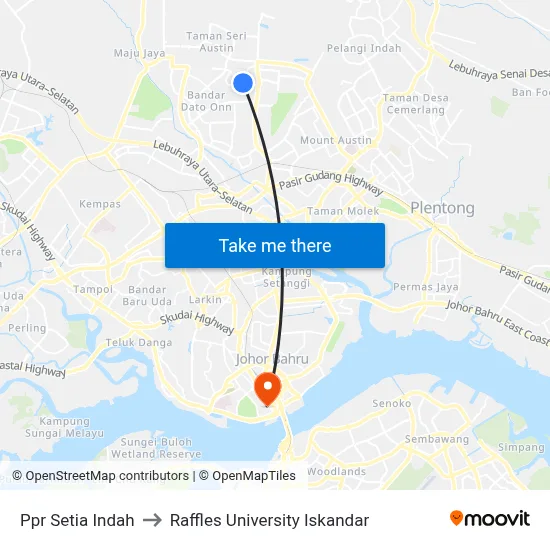 Ppr Setia Indah to Raffles University Iskandar map
