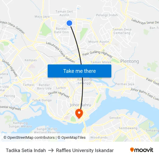 Tadika Setia Indah to Raffles University Iskandar map