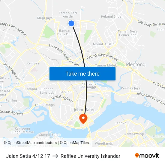 Jalan Setia 4/12 17 to Raffles University Iskandar map