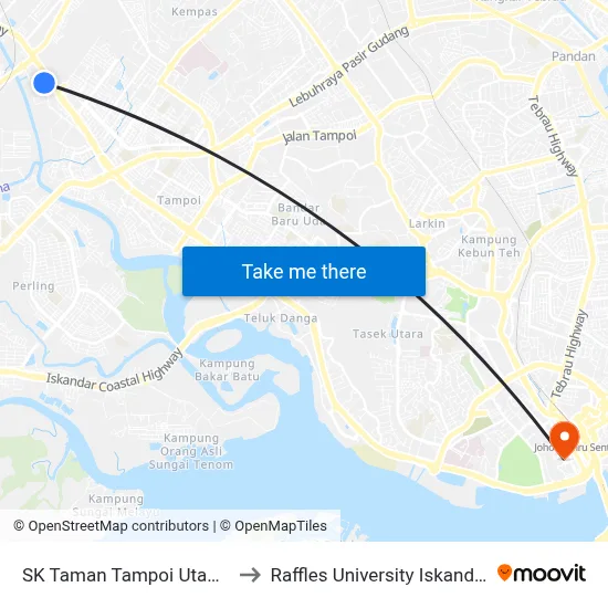 SK Taman Tampoi Utama to Raffles University Iskandar map