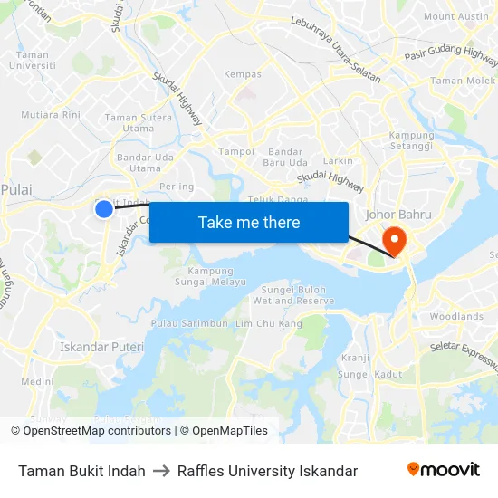 Taman Bukit Indah to Raffles University Iskandar map