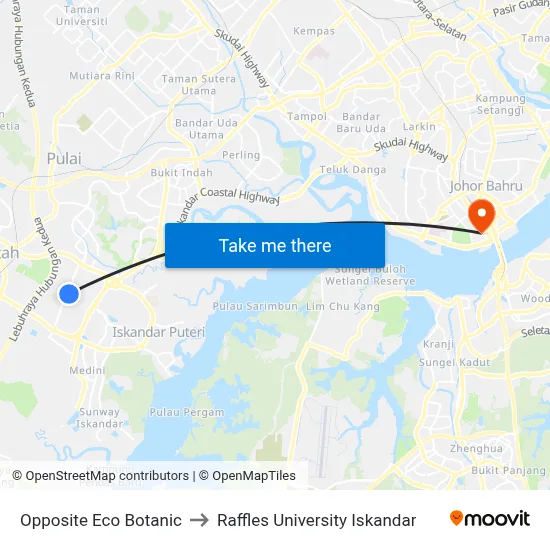 Opposite Eco Botanic to Raffles University Iskandar map