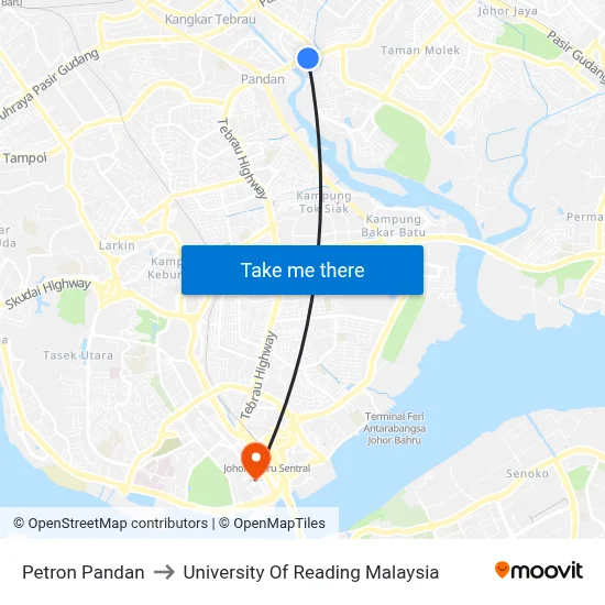 Petron Pandan to University Of Reading Malaysia map