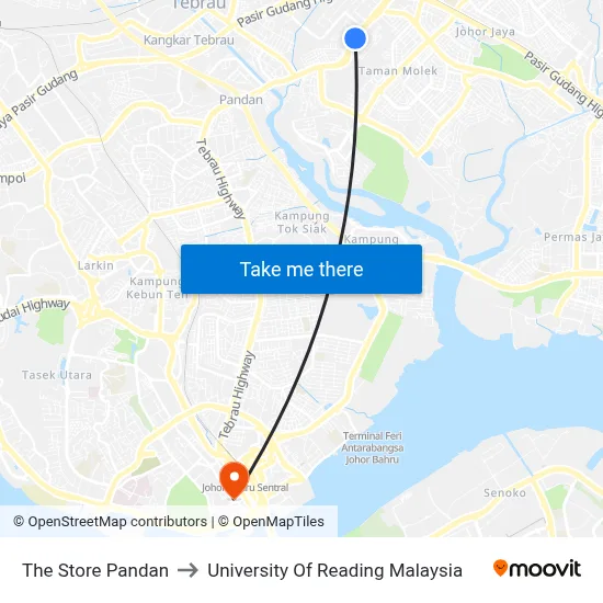 The Store Pandan to University Of Reading Malaysia map