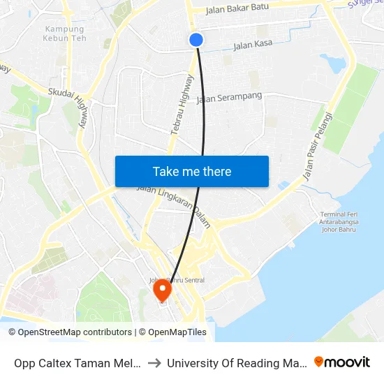 Opp Caltex Taman Melodies to University Of Reading Malaysia map