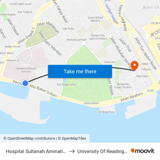 Hospital Sultanah Aminah (0004171) to University Of Reading Malaysia map