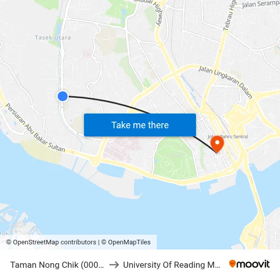 Taman Nong Chik (0005495) to University Of Reading Malaysia map
