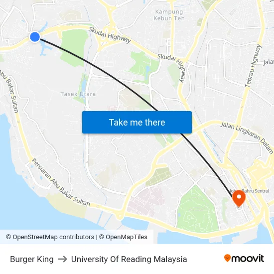 Burger King to University Of Reading Malaysia map