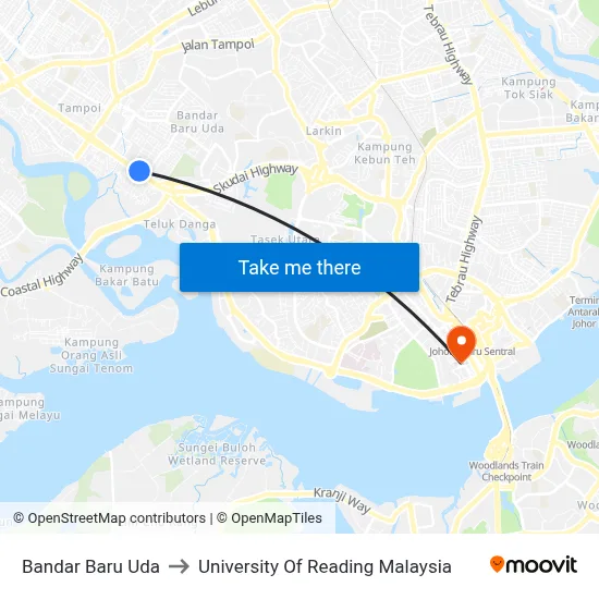 Bandar Baru Uda to University Of Reading Malaysia map