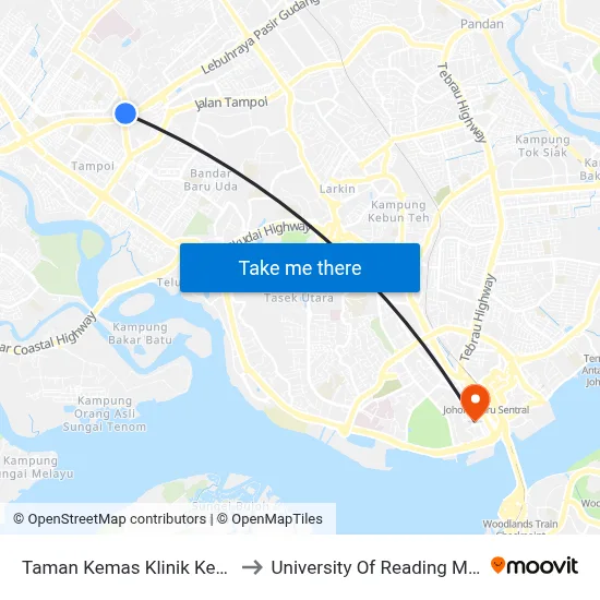 Taman Kemas Klinik Kesihatan to University Of Reading Malaysia map