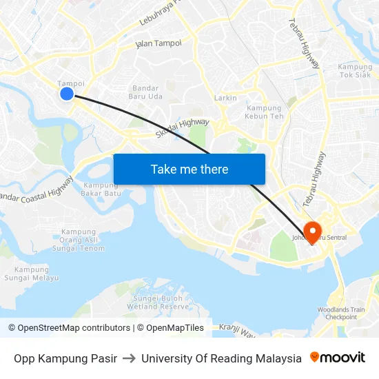 Opp Kampung Pasir to University Of Reading Malaysia map
