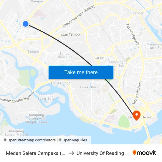 Medan Selera Cempaka (0007662) to University Of Reading Malaysia map