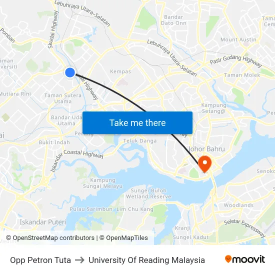 Opp Petron Tuta to University Of Reading Malaysia map