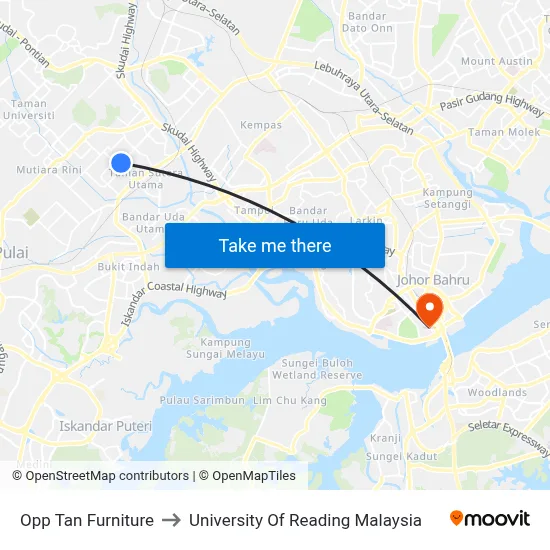 Opp Tan Furniture to University Of Reading Malaysia map
