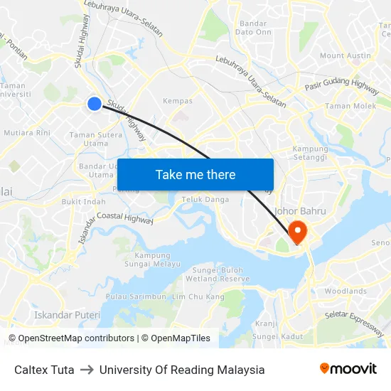 Caltex Tuta to University Of Reading Malaysia map