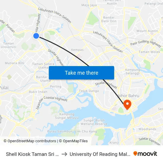 Shell Kiosk Taman Sri Putri to University Of Reading Malaysia map