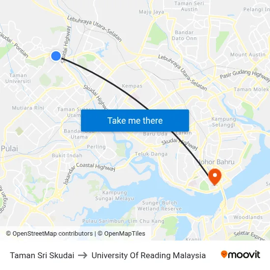 Taman Sri Skudai to University Of Reading Malaysia map