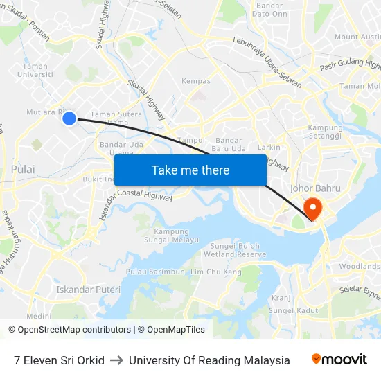 7 Eleven Sri Orkid to University Of Reading Malaysia map