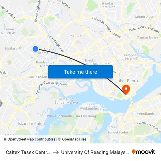 Caltex Tasek Central to University Of Reading Malaysia map
