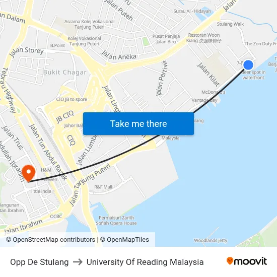 Opp De Stulang to University Of Reading Malaysia map