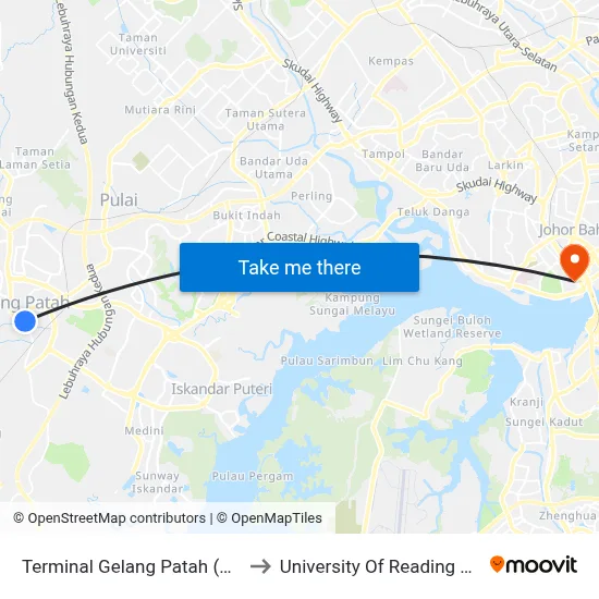 Terminal Gelang Patah (0000302) to University Of Reading Malaysia map