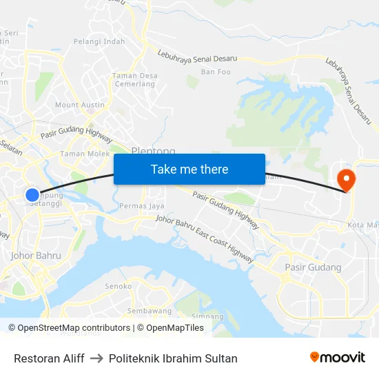 Restoran Aliff to Politeknik Ibrahim Sultan map