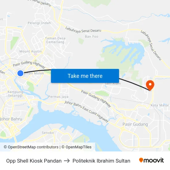 Opp Shell Kiosk Pandan to Politeknik Ibrahim Sultan map