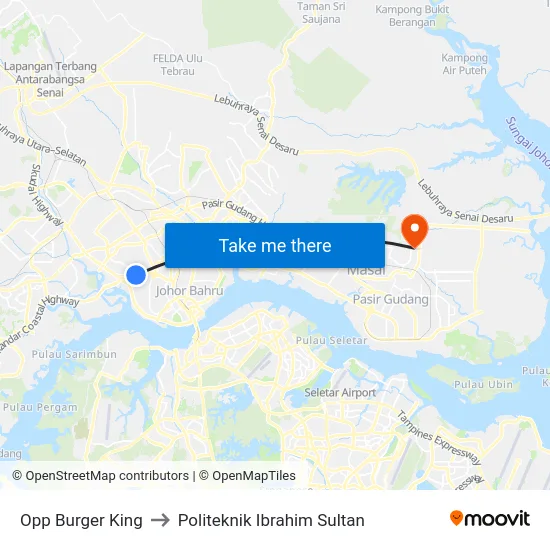 Opp Burger King to Politeknik Ibrahim Sultan map