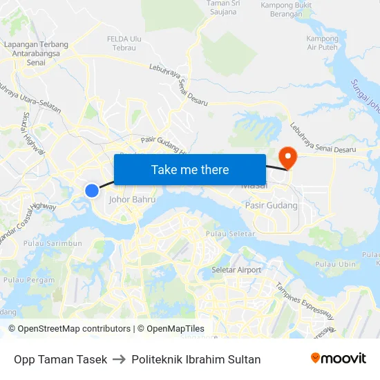 Opp Taman Tasek to Politeknik Ibrahim Sultan map