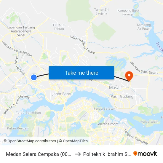 Medan Selera Cempaka (0007662) to Politeknik Ibrahim Sultan map