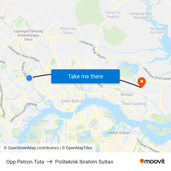 Opp Petron Tuta to Politeknik Ibrahim Sultan map