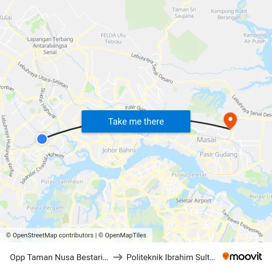 Opp Taman Nusa Bestari 3 to Politeknik Ibrahim Sultan map