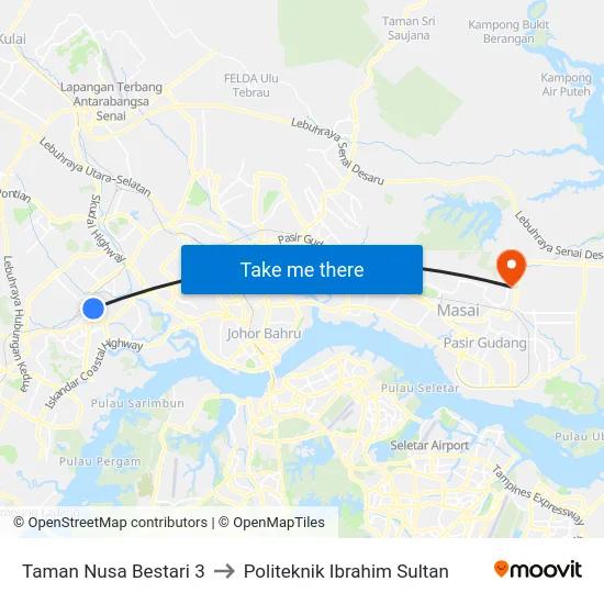Taman Nusa Bestari 3 to Politeknik Ibrahim Sultan map