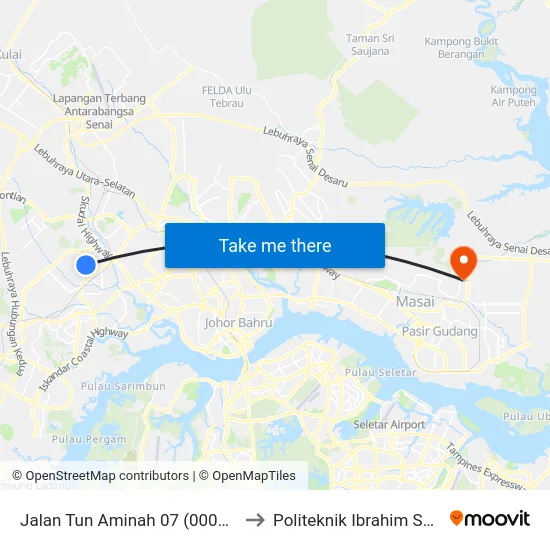 Jalan Tun Aminah 07 (0006538) to Politeknik Ibrahim Sultan map