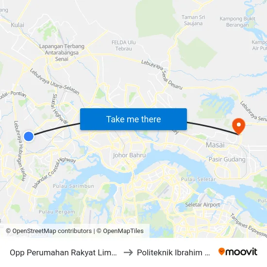 Opp Perumahan Rakyat Lima Kedai to Politeknik Ibrahim Sultan map