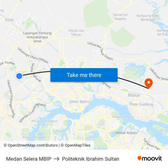 Medan Selera MBIP to Politeknik Ibrahim Sultan map