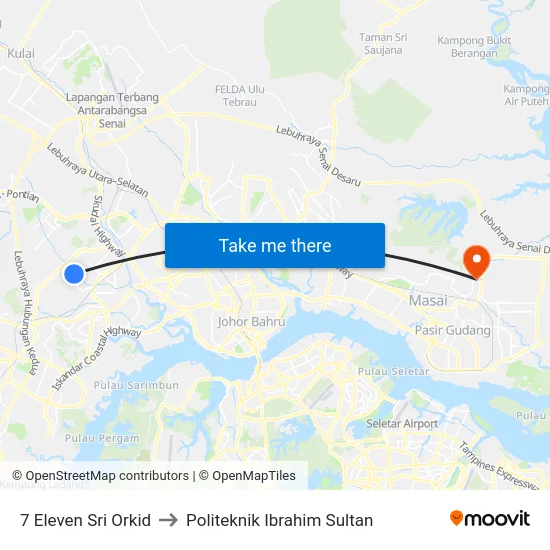 7 Eleven Sri Orkid to Politeknik Ibrahim Sultan map