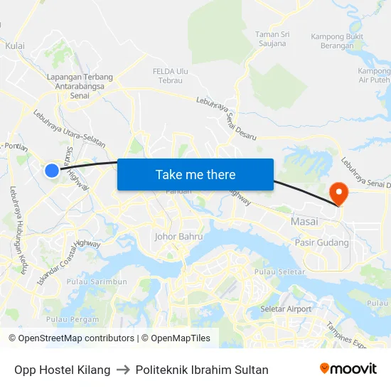 Opp Hostel Kilang to Politeknik Ibrahim Sultan map