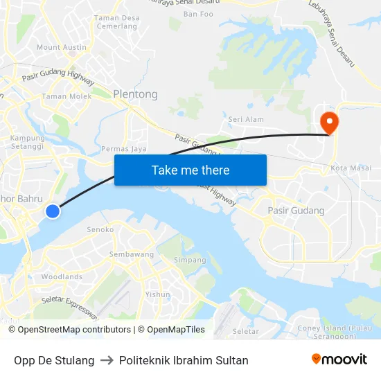 Opp De Stulang to Politeknik Ibrahim Sultan map