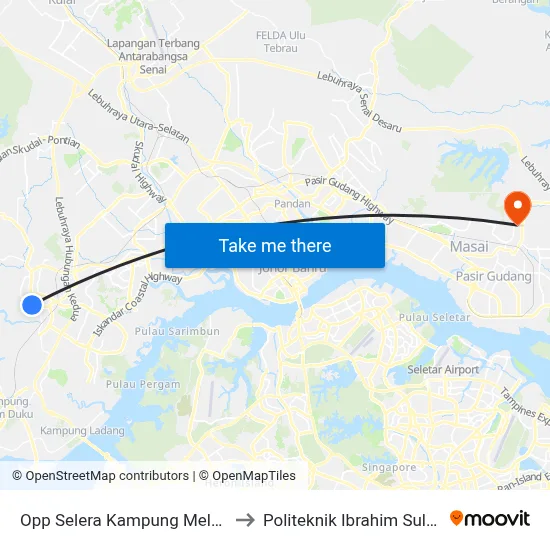 Opp Selera Kampung Melayu to Politeknik Ibrahim Sultan map