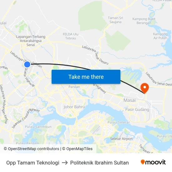 Opp Tamam Teknologi to Politeknik Ibrahim Sultan map