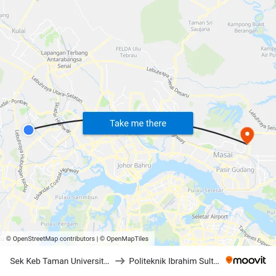 Sek Keb Taman Universiti 3 to Politeknik Ibrahim Sultan map