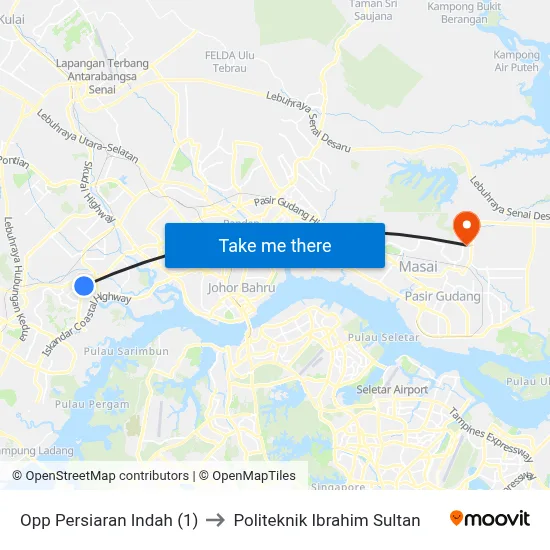 Opp Persiaran Indah (1) to Politeknik Ibrahim Sultan map