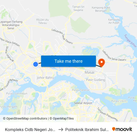 Kompleks Cidb Negeri Johor to Politeknik Ibrahim Sultan map