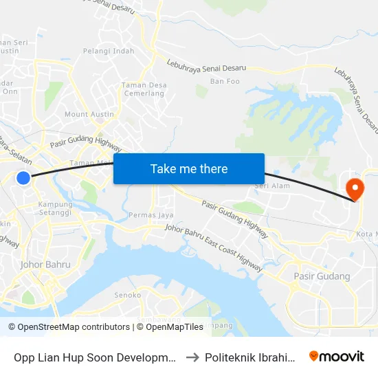Opp Lian Hup Soon Development Sdn Bhd to Politeknik Ibrahim Sultan map