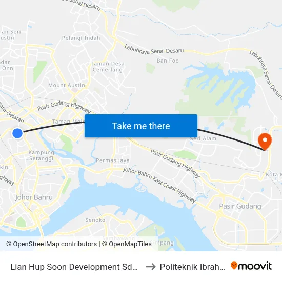 Lian Hup Soon Development Sdn Bhd Jln Tampoi to Politeknik Ibrahim Sultan map