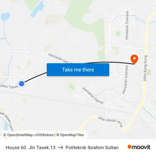 House 60. Jln Tasek 13 to Politeknik Ibrahim Sultan map